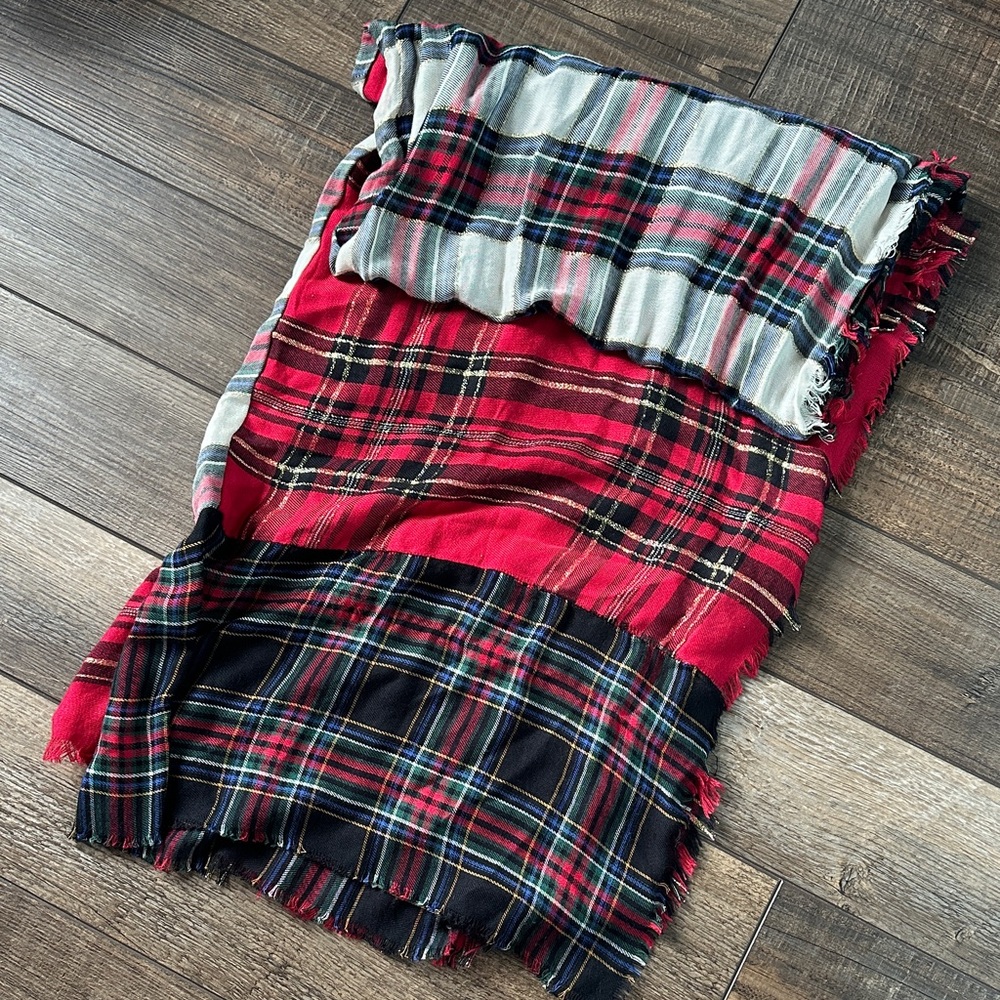 Maurices Red and Black Plaid Scarf